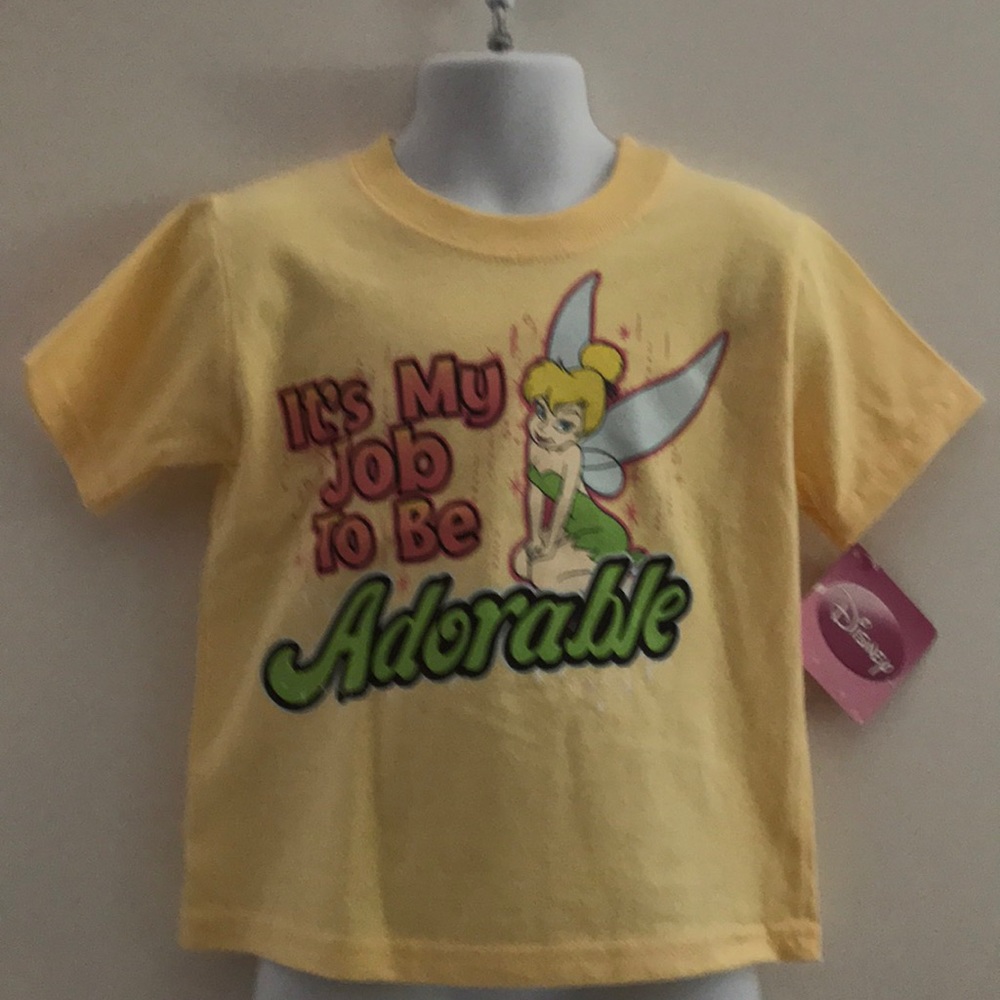 Disney girls yellow tinker bell tee NWT